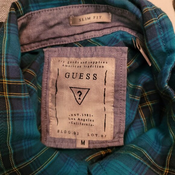 Men's GUESS Slim Fit Plaid Shirt - Picture 2 of 5